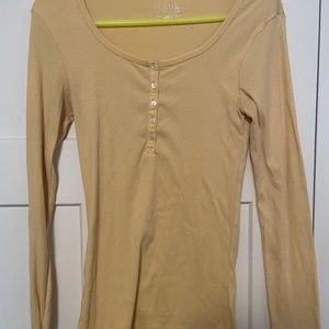 Yellow 1/4 button blouse